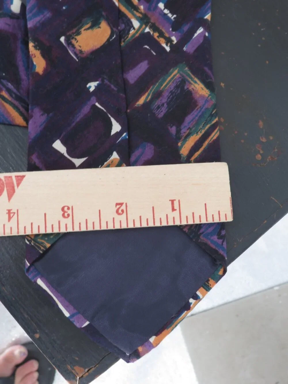 Structure Vintage Necktie Mens Purple Geometric Abstract Cotton Made In Italy OS